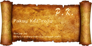 Paksy Károly névjegykártya