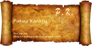 Paksy Károly névjegykártya