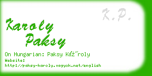 karoly paksy business card